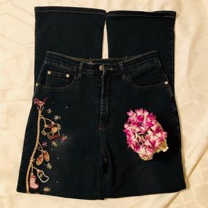 Y&L Embroidered Dark Washed Jeans